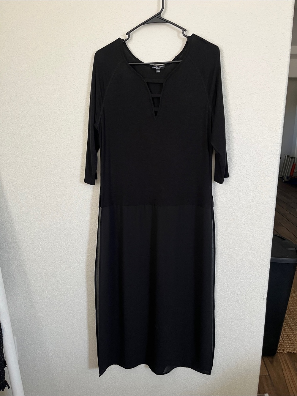 cha cha vente Black Midi Dress with Ladder Detail